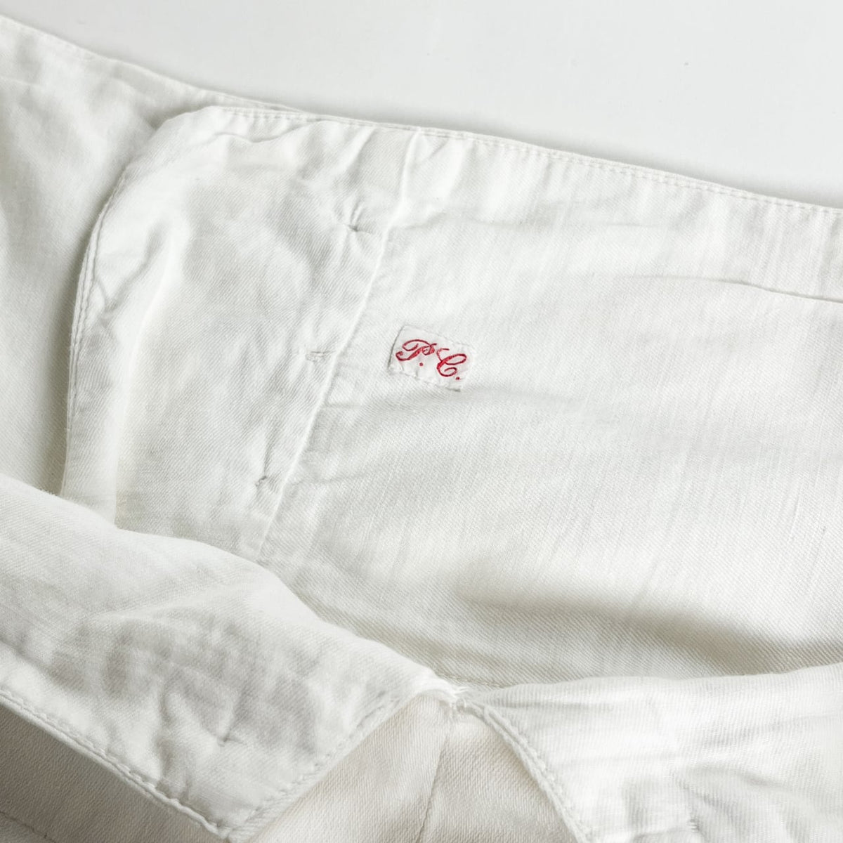 1900s "French Antique" Light Cotton White Work Trousers