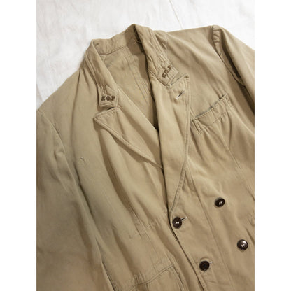 1940s-50s "French Vintage" "EGF" Beige Cotton Double Breasted Work Jacket