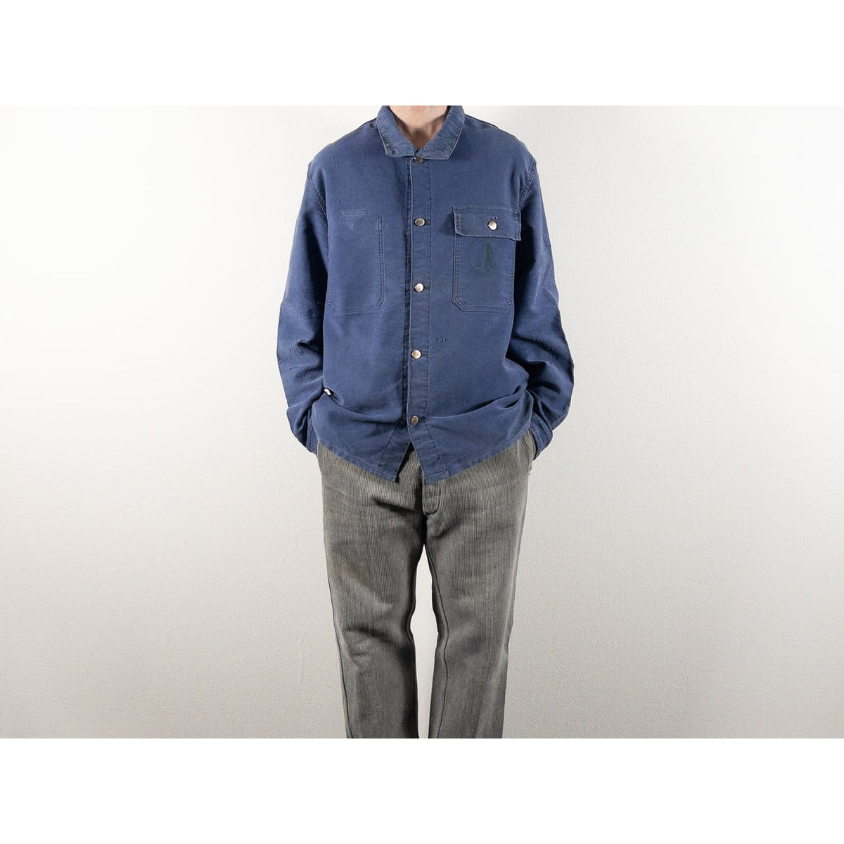 1960-70s "French Vintage" Faded Blue Moleskin Work Jacket