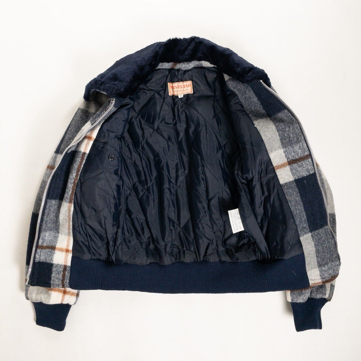 1970s "Italian Vintage" Navy Wool Check Sport Jacket, Dead Stock