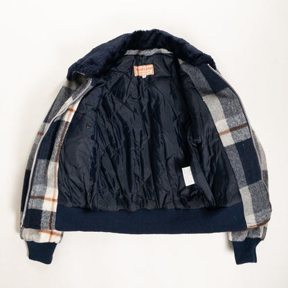 1970s "Italian Vintage" Navy Wool Check Sport Jacket, Dead Stock