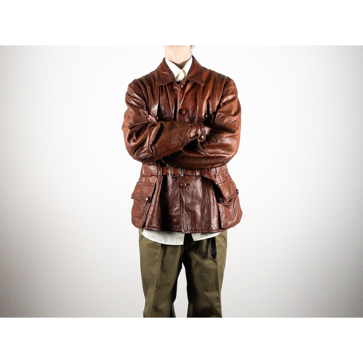 1930-40s "Hagglunds" Swedish Goatskin Red Brown Sport Work Jacket