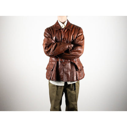 1930-40s "Hagglunds" Swedish Goatskin Red Brown Sport Work Jacket