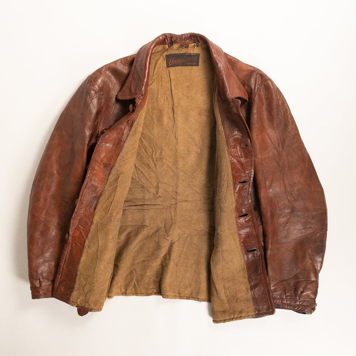 1930-40s "Hagglunds" Swedish Goatskin Red Brown Sport Work Jacket