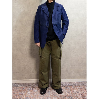 1950s "LE FORTEX" French Blue Moleskin Lapeled Work Jacket, Dead Stock