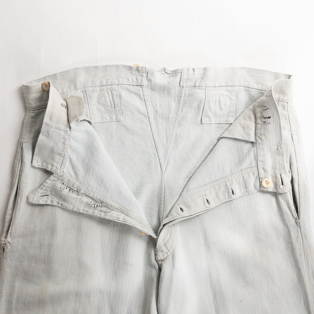 1880s "French Army" Linen Herringbone Twill Bourgeron Trousers