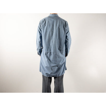 1930s-40s "French Vintage" Cotton Blue Chambray Grandpa Work Shirt