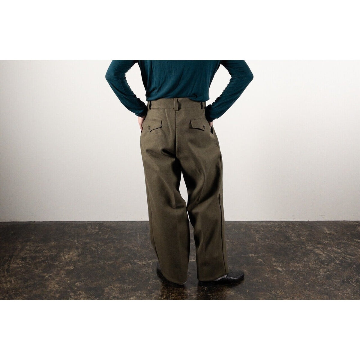 Old "Italian Army" Olive Wool 1 Tack Trousers, Dead Stock