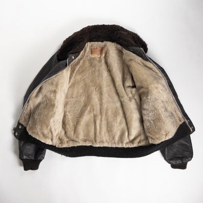 1970-80s "Made in USA" Brown Leather Boa Jacket