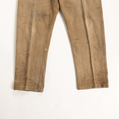 1930-40s "French Vintage" Light Brown Cotton Pique Work Trousers