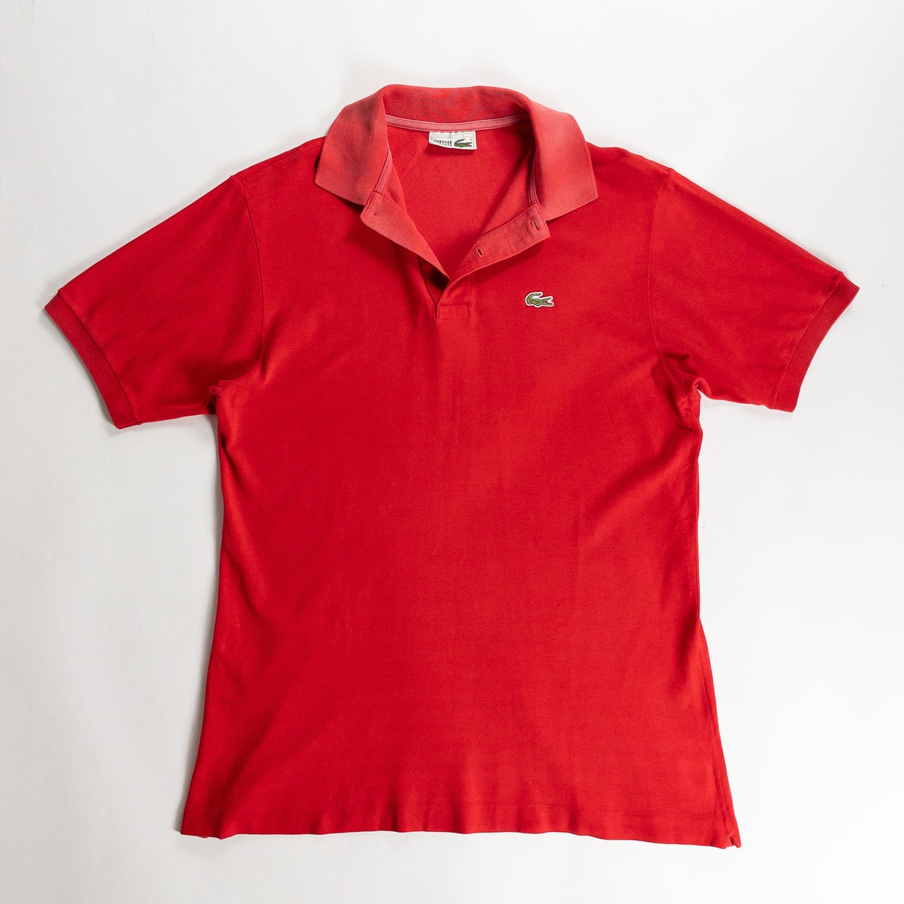 1980s "French LACOSTE" Red Cotton S/S Polo Shirt, Size 5
