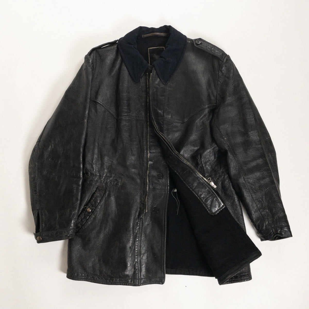 1940-50s "Swedish Millitary" Black Goatskin Leather Jacket