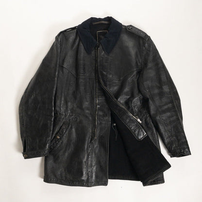 1940-50s "Swedish Millitary" Black Goatskin Leather Jacket