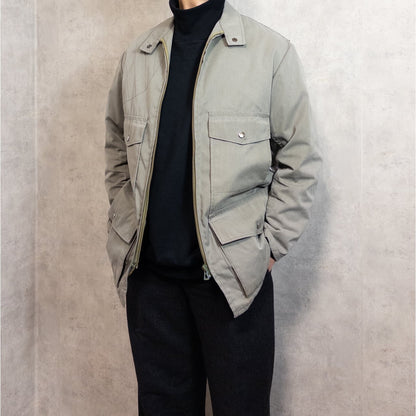 1970s "French Vintage" Khaki Cotton 4Pockets Full Zip Hunting Jacket