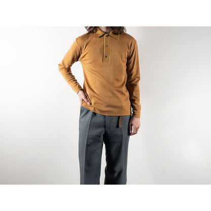 Old Yellow Brown Acrylic Knit Polo L/S Shirt