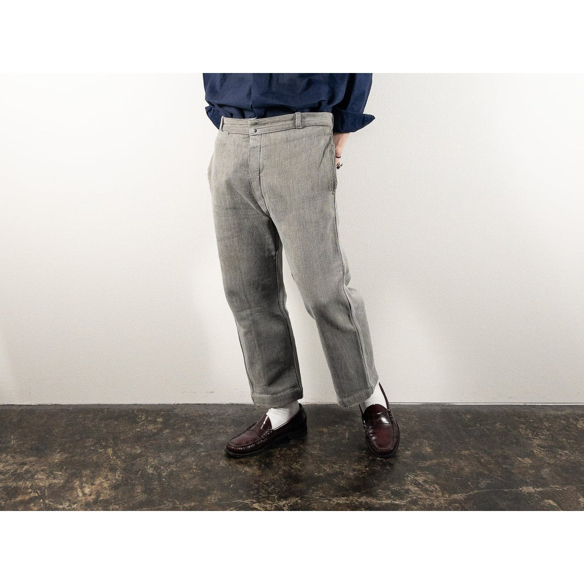1950-60s "Le Mont St Michel" French Gray Cotton Pique Work Trousers