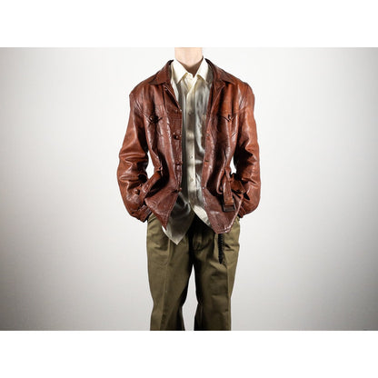 1930-40s "Hagglunds" Swedish Goatskin Red Brown Sport Work Jacket
