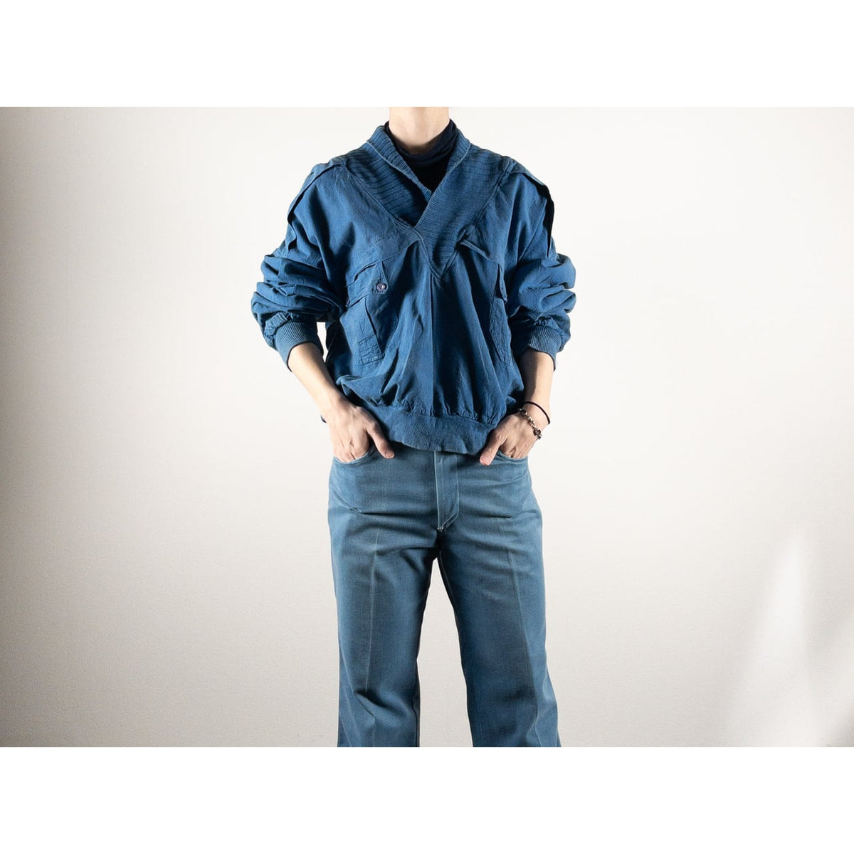 1980s "Euro Vintage" Blue Cotton Pullover Jacket