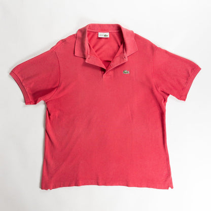 1980s "French LACOSTE" Red Cotton S/S Polo Shirt, Size 7