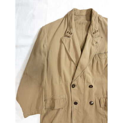 1940s-50s "French Vintage" "EGF" Beige Cotton Double Breasted Work Jacket