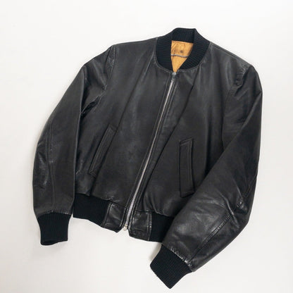 1970s-80s "French Vintage" Light Black Leather Jacket