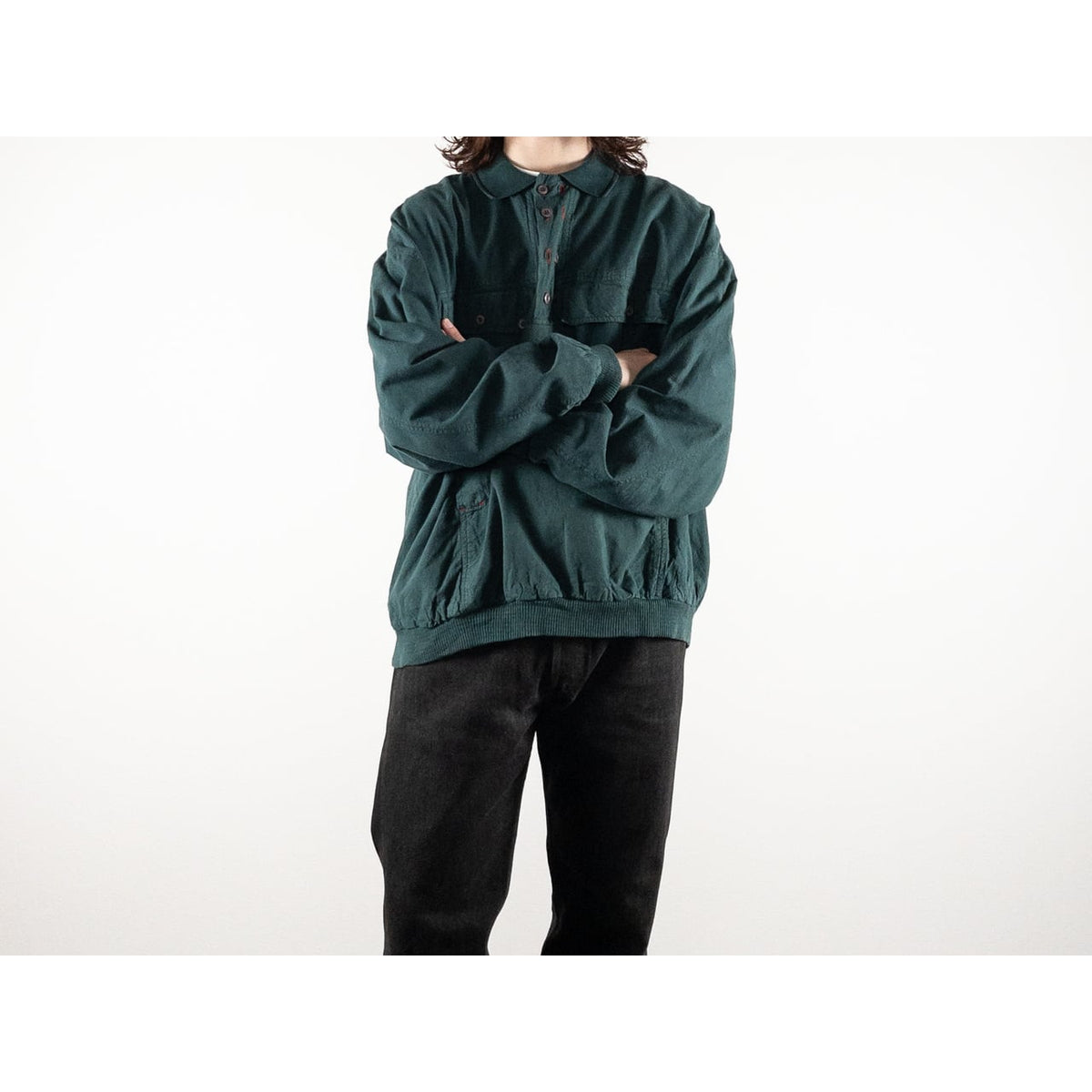 1990s "LUZ" Dark Green Cotton Anorak Pullover Jacket