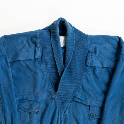 1980s "Euro Vintage" Blue Cotton Pullover Jacket