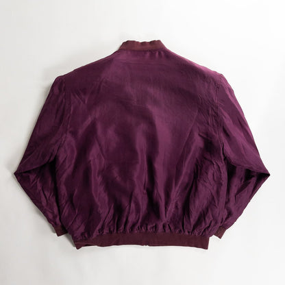 1980s "SILKS" Burgundy & Pink Silk Bomber Jacket