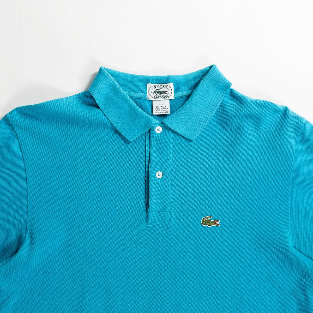 1980-90s "IZOD LACOSTE" Sky Blue Cotton S/S Polo Shirt, Size L
