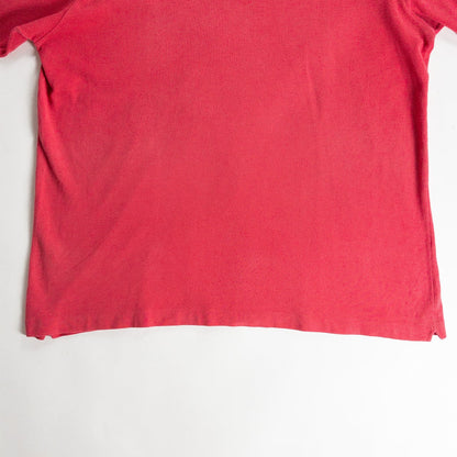 1980s "French LACOSTE" Red Cotton S/S Polo Shirt, Size 7