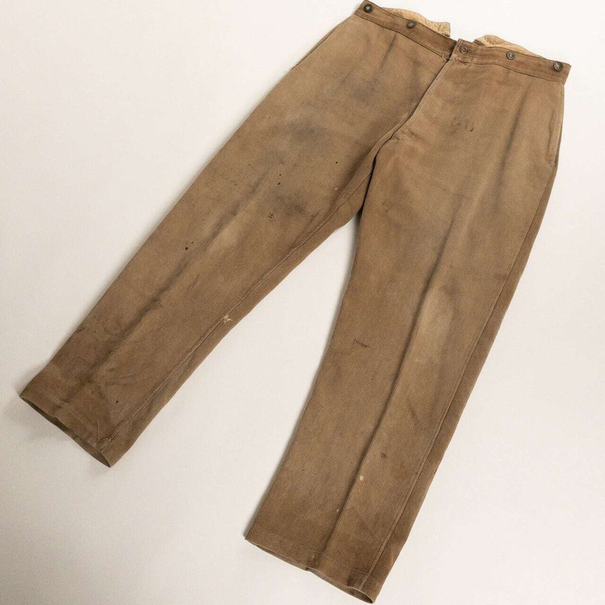 1930-40s "French Vintage" Light Brown Cotton Pique Work Trousers