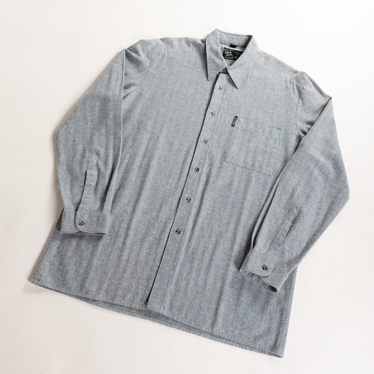 1990s "Dutch Vintage" Gray Cotton Herringbone Twill Long Sleeve Shirt