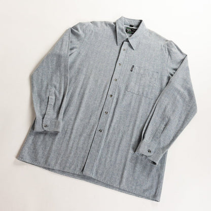 1990s "Dutch Vintage" Gray Cotton Herringbone Twill Long Sleeve Shirt