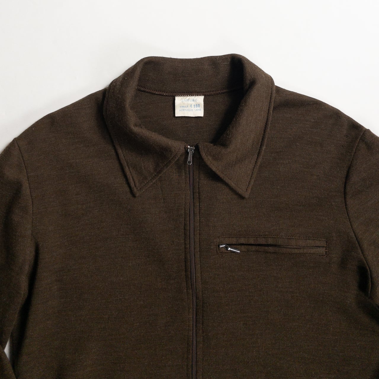 1980s-90s "French Vintage" Brown Acrylic Full Open Knit Jacket