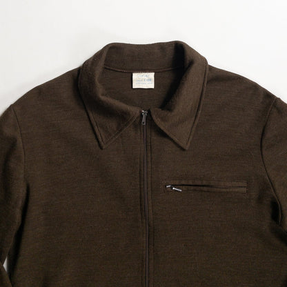 1980s-90s "French Vintage" Brown Acrylic Full Open Knit Jacket