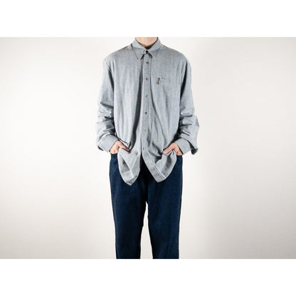 1990s "Dutch Vintage" Gray Cotton Herringbone Twill Long Sleeve Shirt