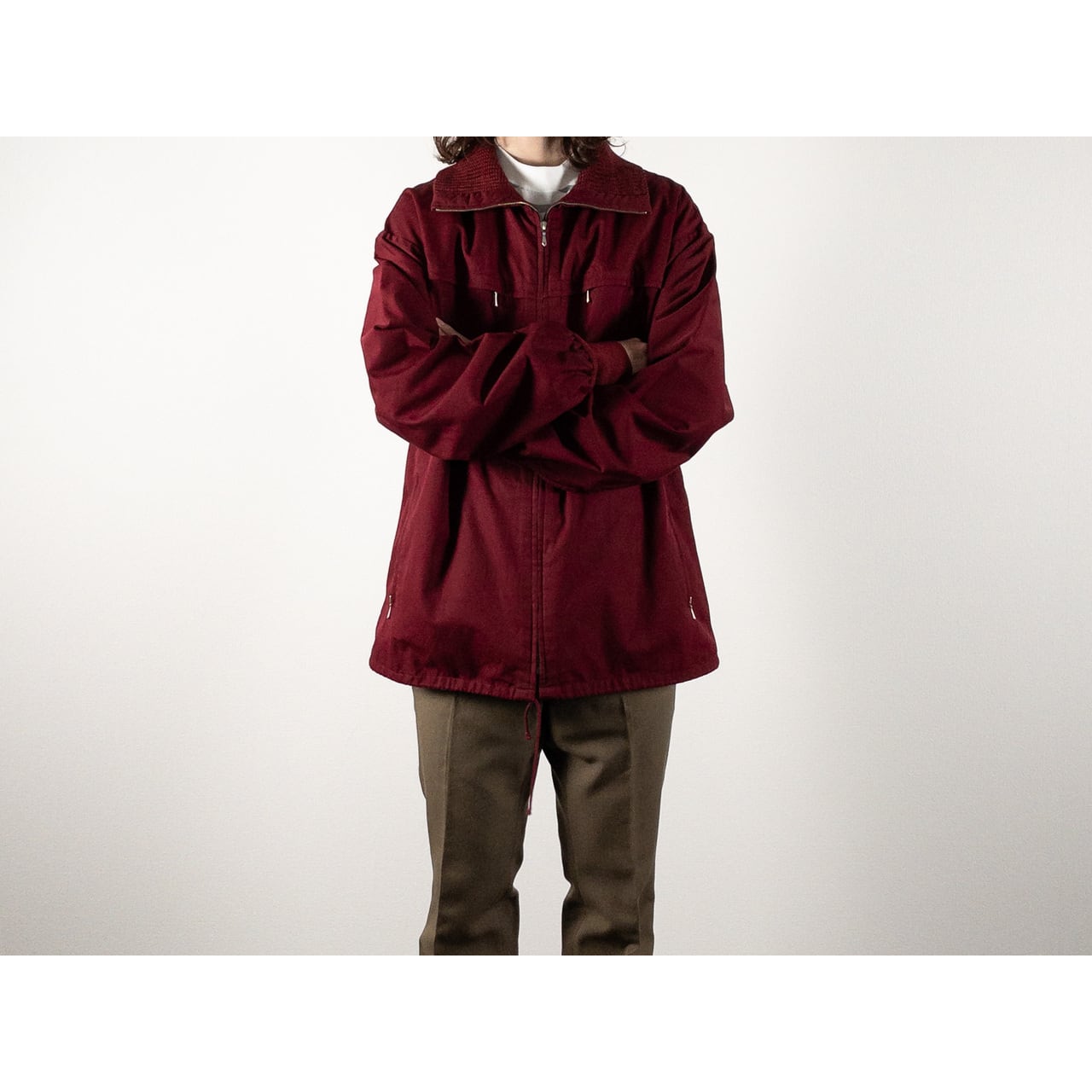 1960-70s "German Vintage" Wine Red Full Zipper Sport Jacket