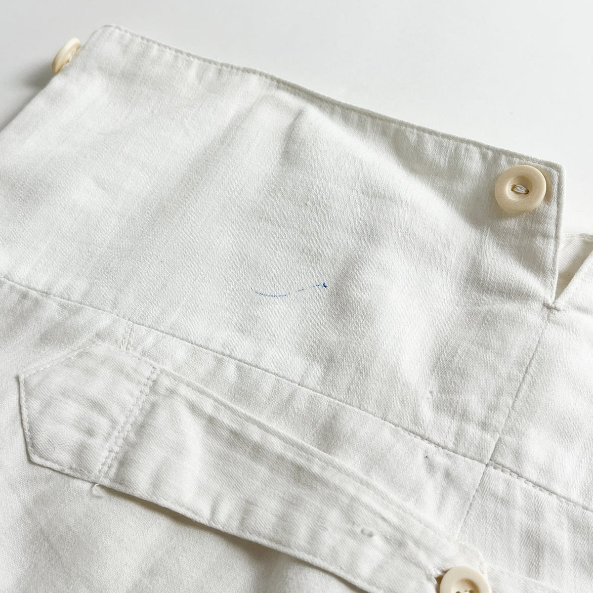 1900s "French Antique" Light Cotton White Work Trousers