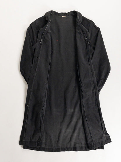 1940-50s "French Vintage" Light Black Moleskin Atelier Work Coat for Ladies