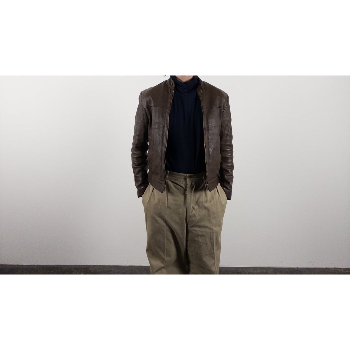 1970s "French Vintage" Brown Leather Motorcycle Jacket