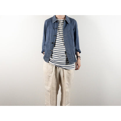 1930-40s "EXCELSIOR" French Faded Blue Cotton Twill Work Jacket with Papier-Mache Bottons