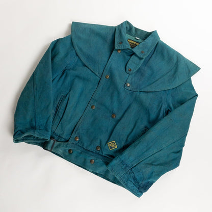 1990s "Made in Italy" Turquoise Blue Double Breasted Hunting Jacket