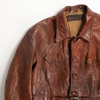 1930-40s "Hagglunds" Swedish Goatskin Red Brown Sport Work Jacket