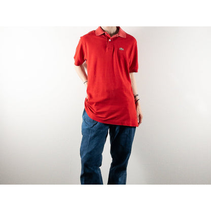 1980s "French LACOSTE" Red Cotton S/S Polo Shirt, Size 5