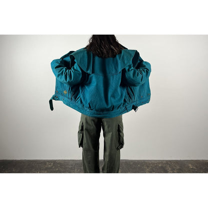 1990s "Made in Italy" Turquoise Blue Double Breasted Hunting Jacket