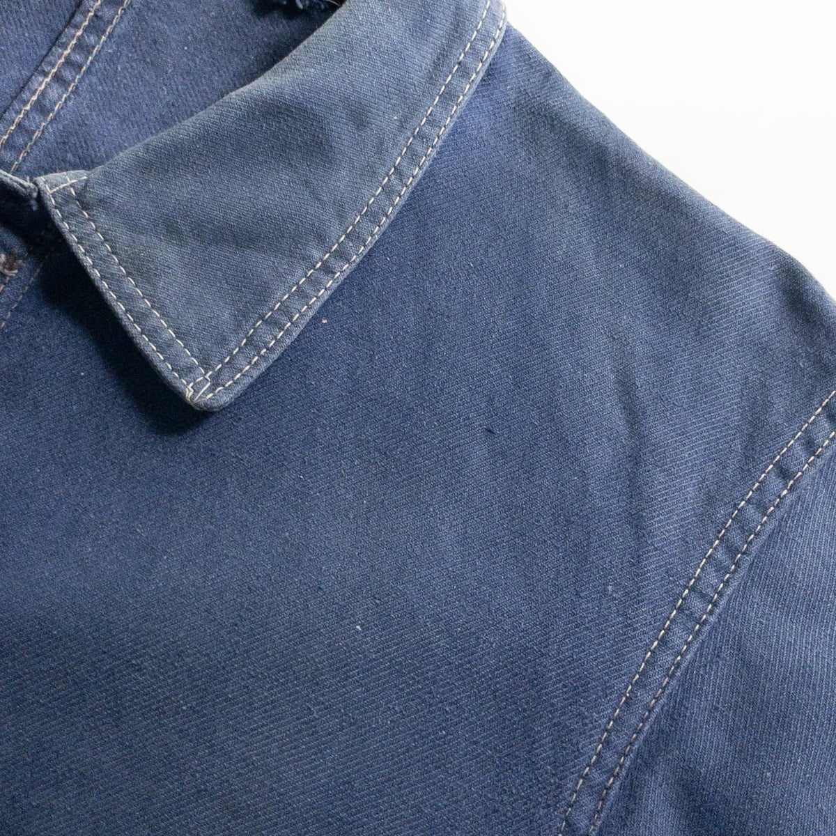 1950s "AU FUSIL" French Faded Blue Cotton Twill Work Jacket