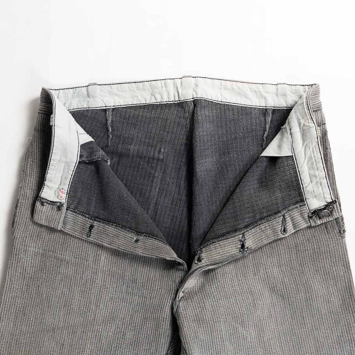 1950-60s "Le Mont St Michel" French Gray Cotton Pique Work Trousers