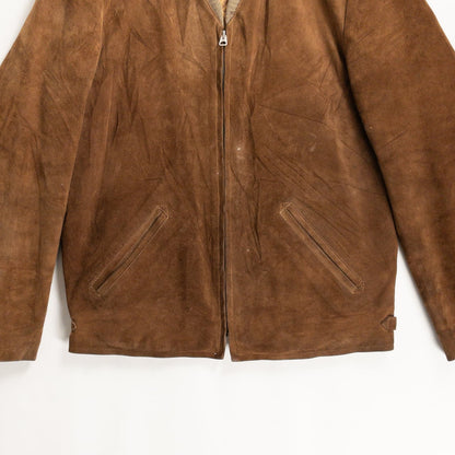 1950s "Swedish Vintage" Brown Goatskin Suede Sport Jacket
