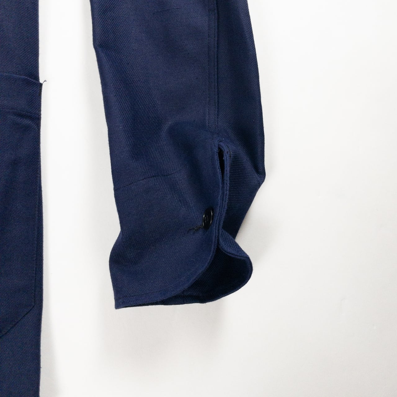 1960s "French Vintage" Blue Cotton Twill Mechanic Double Breasted Work Jacket, Dead Stock
