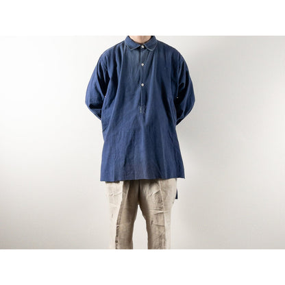 1940s "French Vintage" Faded Blue Cotton Twill Grandpa Work Shirt